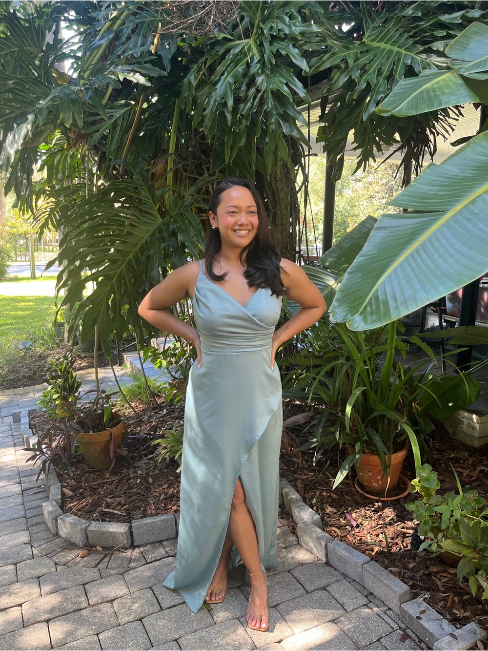 Adjustable Strap Satin Dress
